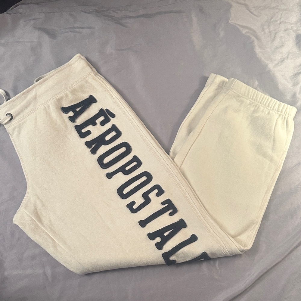 Aeropostale Off-White Joggers with Bold Logo
